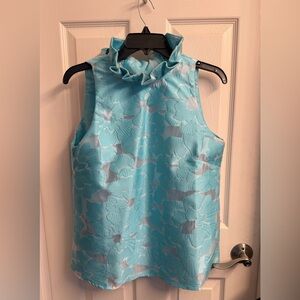 Tuckernuck textured, sleeveless top, ties in back, medium, powder blue